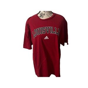 Louisville Adidas Shirt Mens XL Short Sleeve Basketball Pullover Red